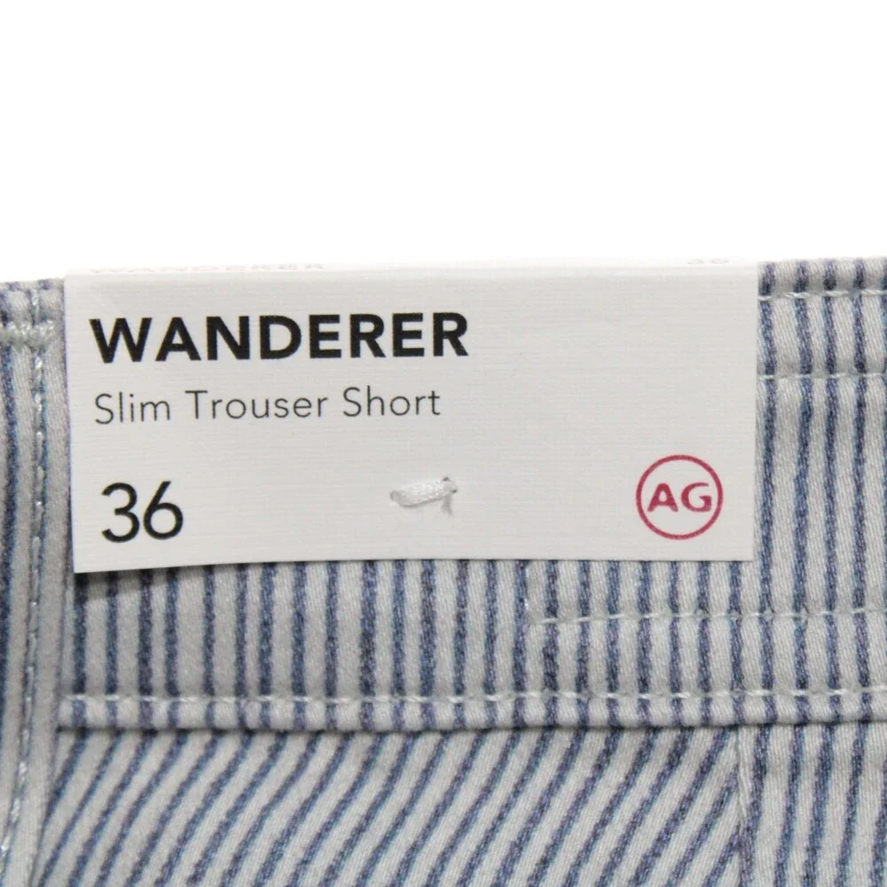 AG Adriano Goldschmied NWT Wanderer Slim Trouser Shorts Size 36 US Blue Stripes